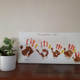 Hand print turkey Thanksgiving Family keepsake craft project