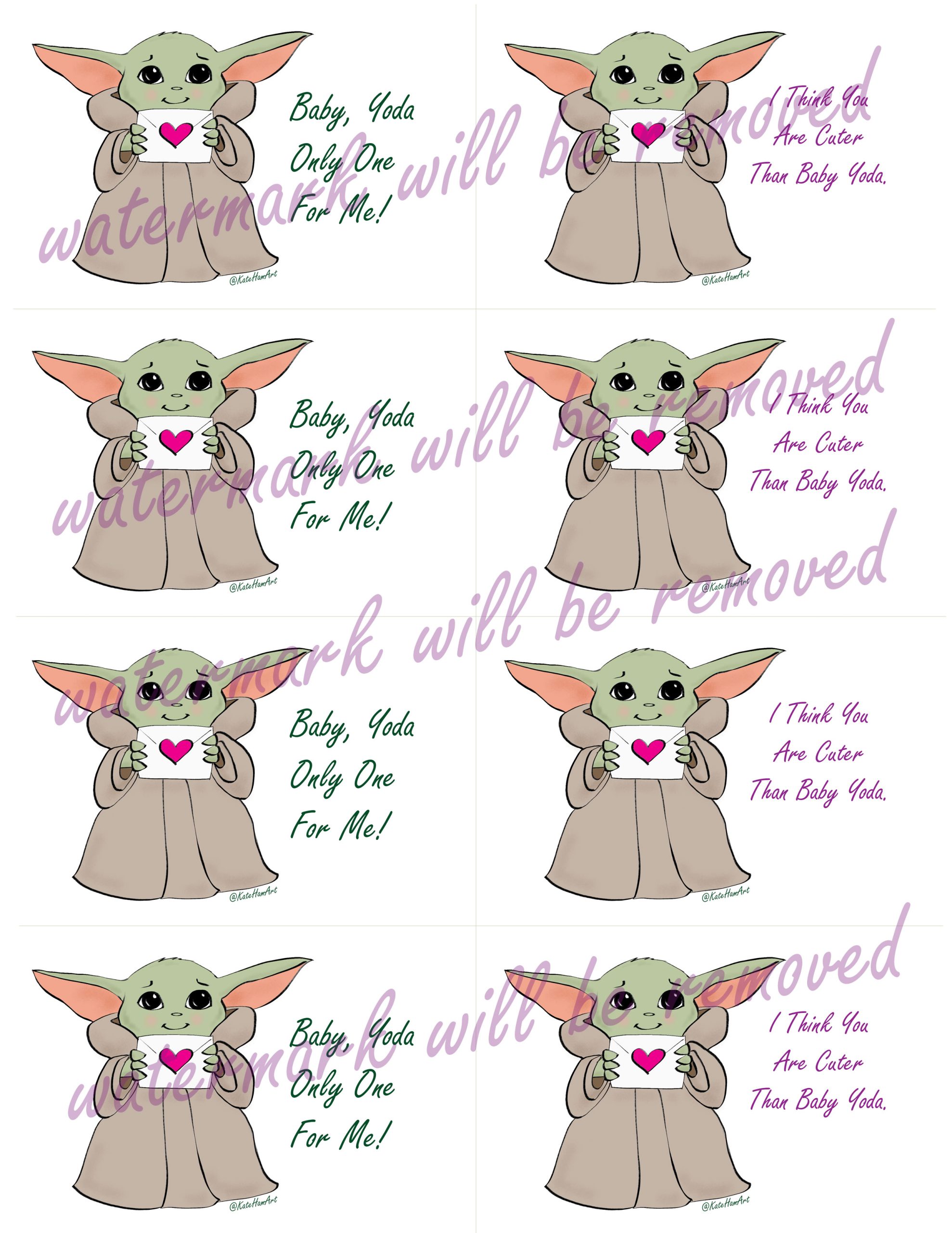 baby yoda cartoon classroom printable valentine's day cards