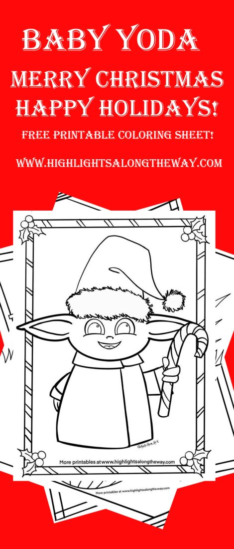 printable christmas star wars baby yoda coloring sheet holidays
