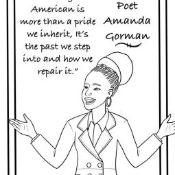 Amanda Gorman presidential inaguration poet printable coloring sheet