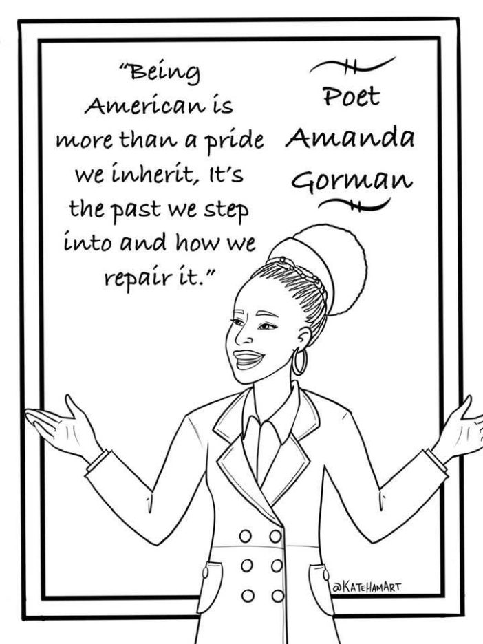 Amanda Gorman Free Printable Coloring Page American Poet