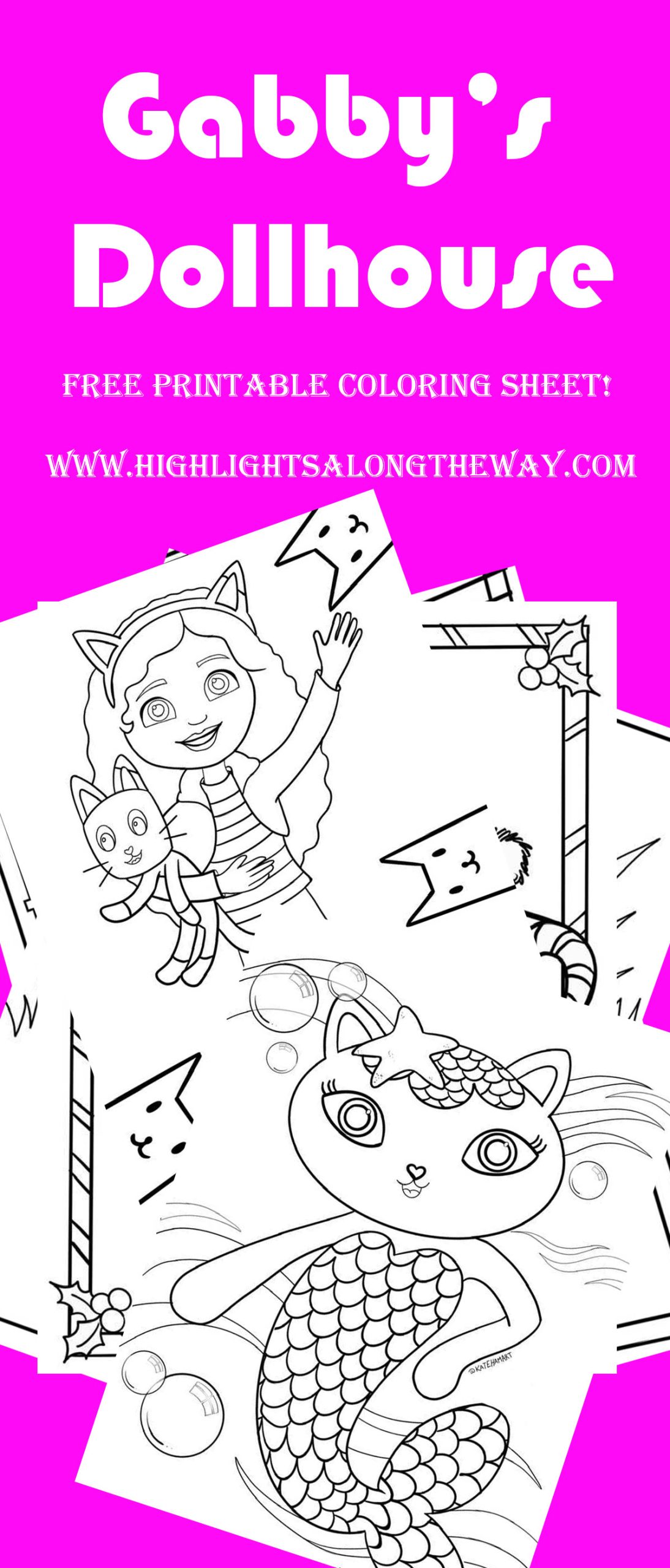 Gabby's Dollhouse Printable Coloring Activity Sheets