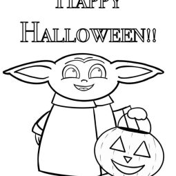 Baby Yoda Halloween Printable Coloring Sheet
