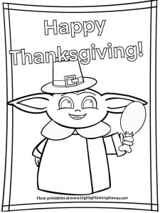 Baby Yoda Thanksgiving Coloring Sheet printable