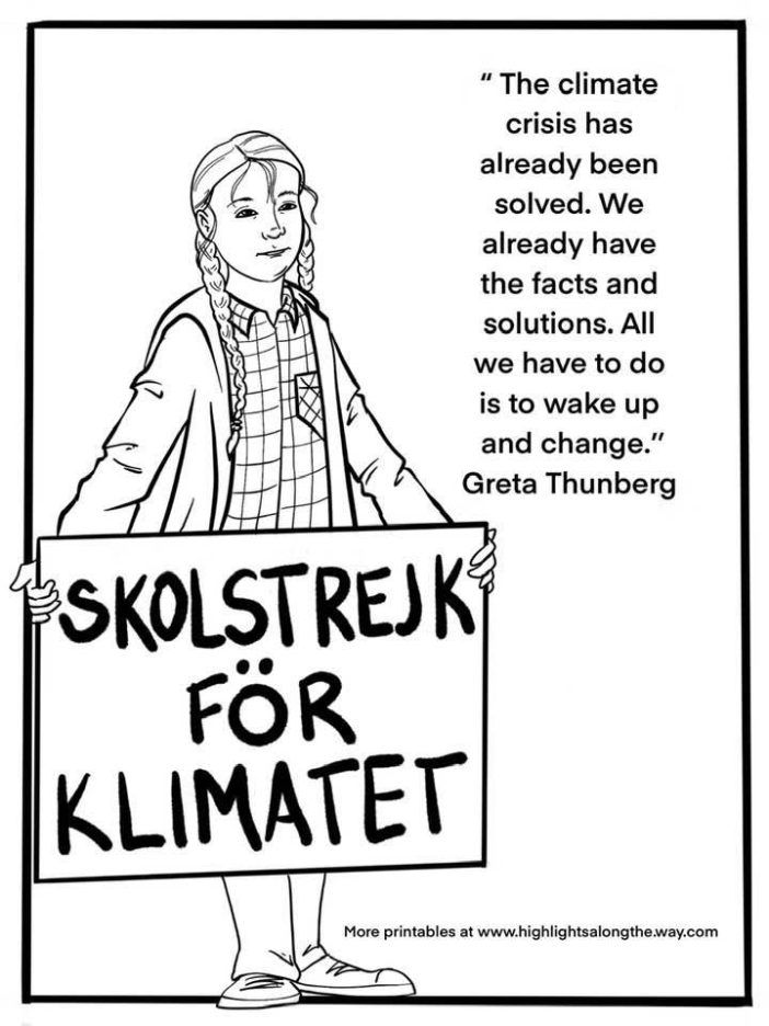 Greta Thunberg Earth Day Coloring sheet