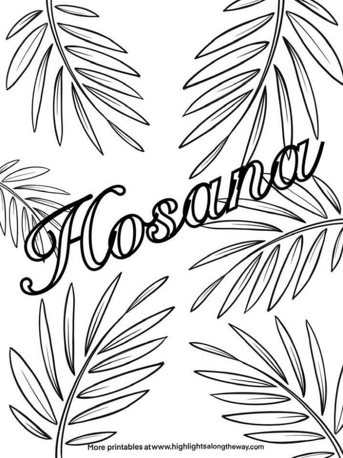 palm sunday hosana printable coloring activity sheet