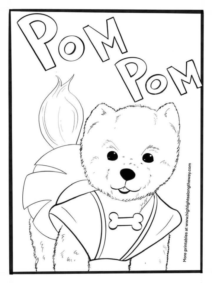 Pup academy pom pom coloring sheet