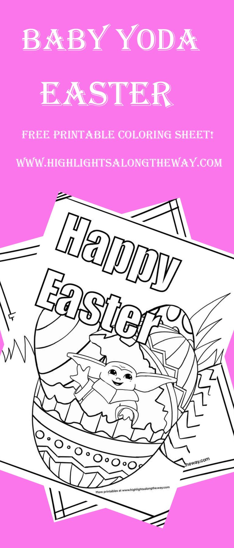 Baby Yoda Happy Easter Printable Coloring Sheet