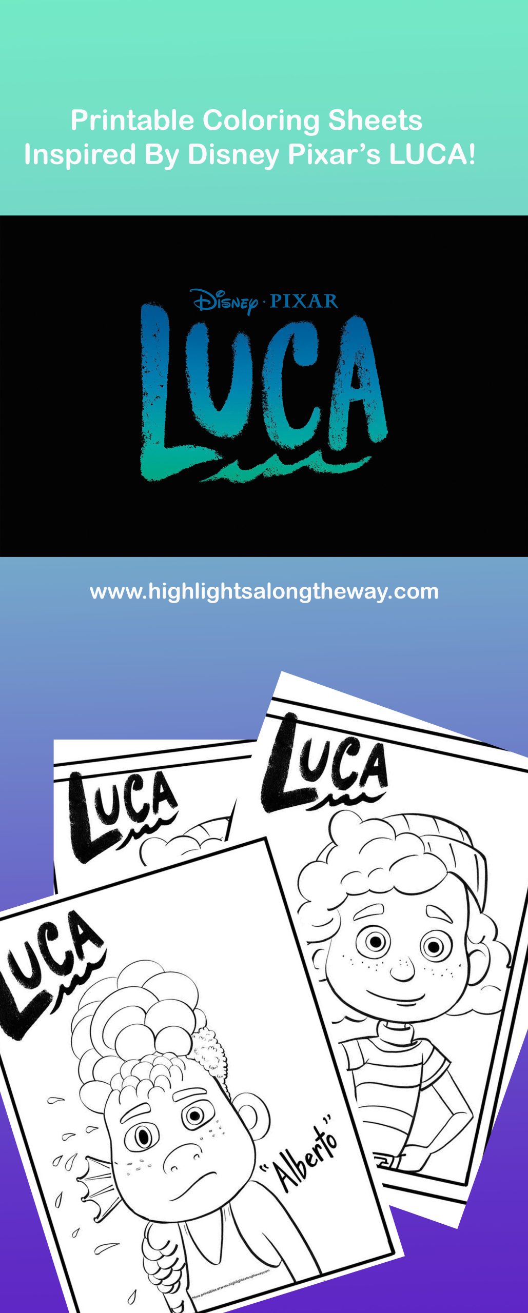 Luca Coloring Sheets - Disney Pixar free printables