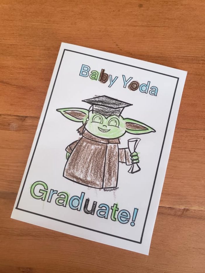 baby yoda graduation coloring page