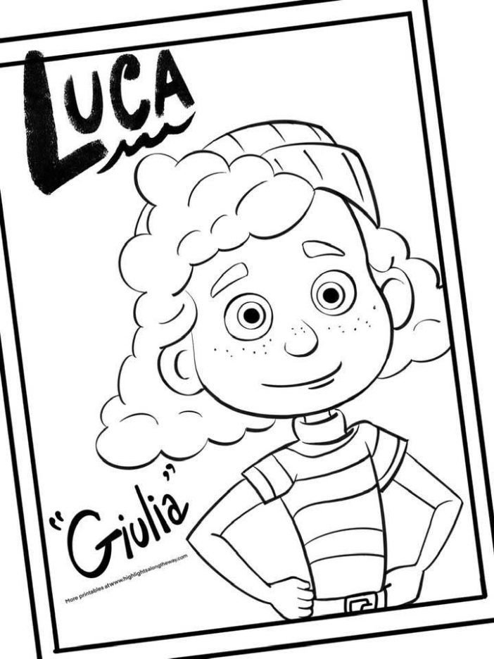 coloring page of Giulia in Pixar's Luca