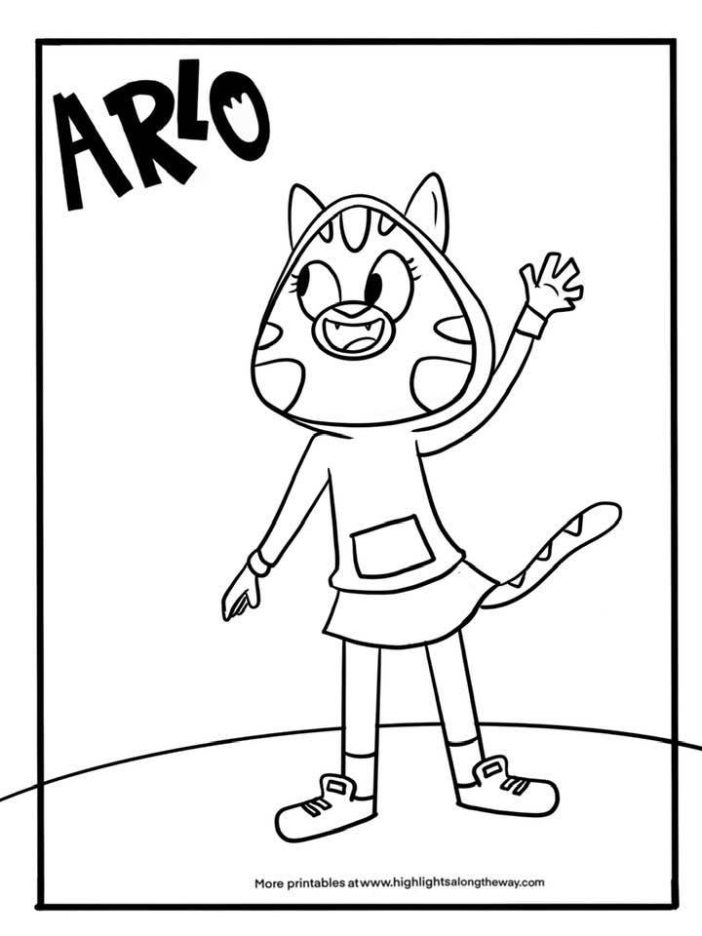 arlo alligator boy cat coloring page