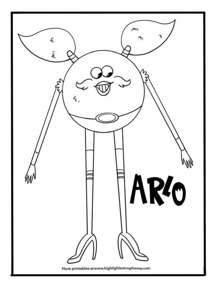 arlo alligator tall pink character coloring sheet