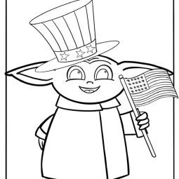 Baby Yoda patriotic america fourth of july coloring page
