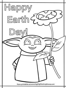 Baby Yoda free printable coloring page earth day
