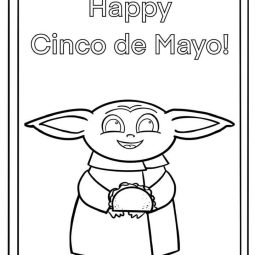 Baby Yoda Cinco De Mayo Coloring Sheet free printable Grogu holidng a taco