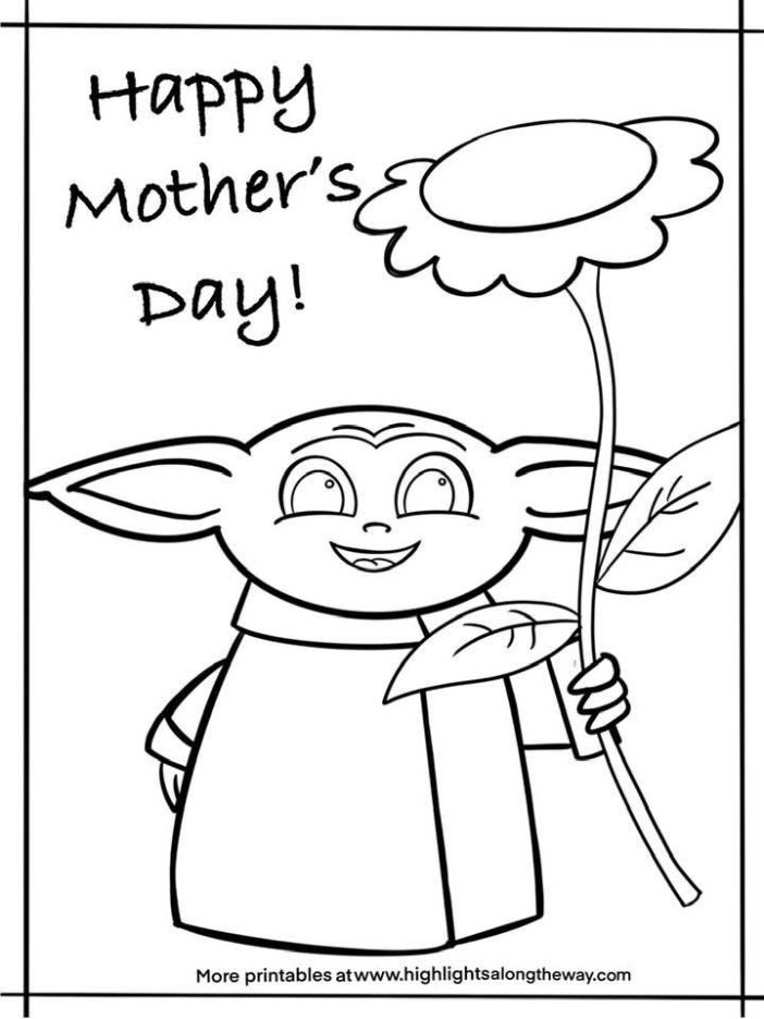 Baby Yoda Mother's Day Card click and print
