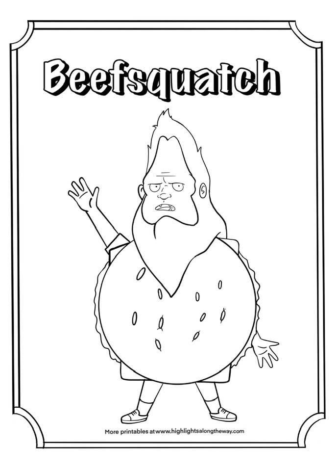 Beef Squatch Coloring Page Gene from Bob's burgers free download