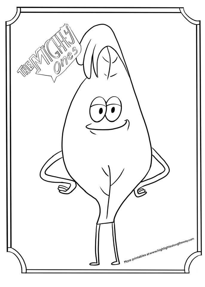 leaf coloring page from The Mighty Ones on Hulu 