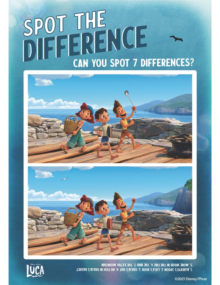 printable spot the difference luca disney pixar