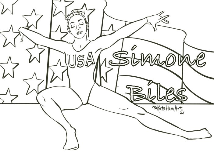 Simon Biles Coloring page free instant download and print