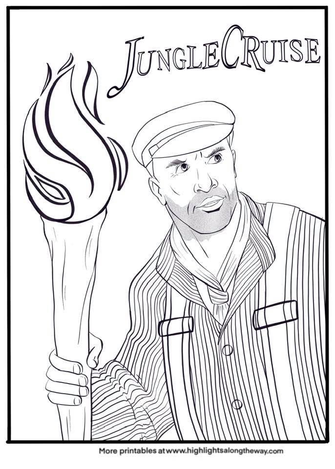 Jungle Cruise Dwayne Johnson Coloring Page Free Printable