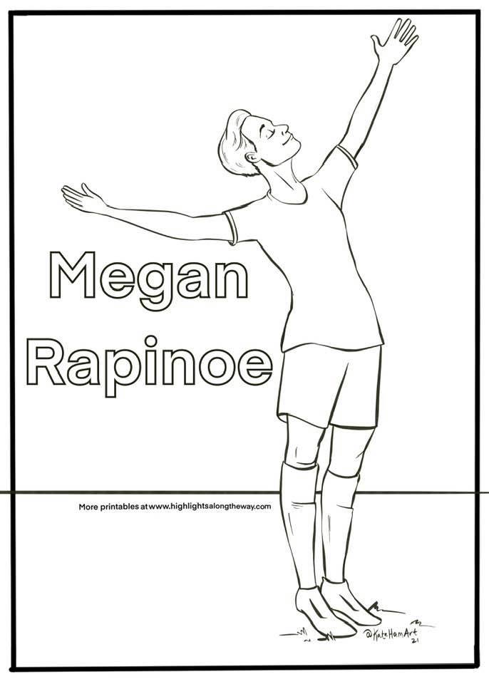 megan rapinoe free printable soccer coloring page usa