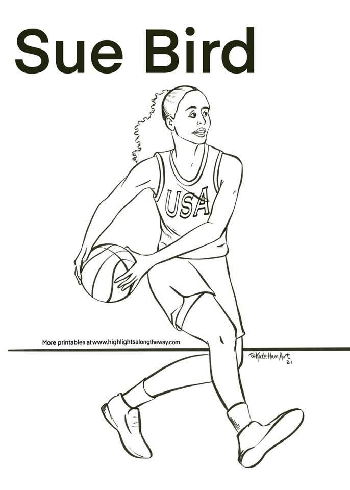 sue bird womans basketball olympics coloring page high resolution free printable