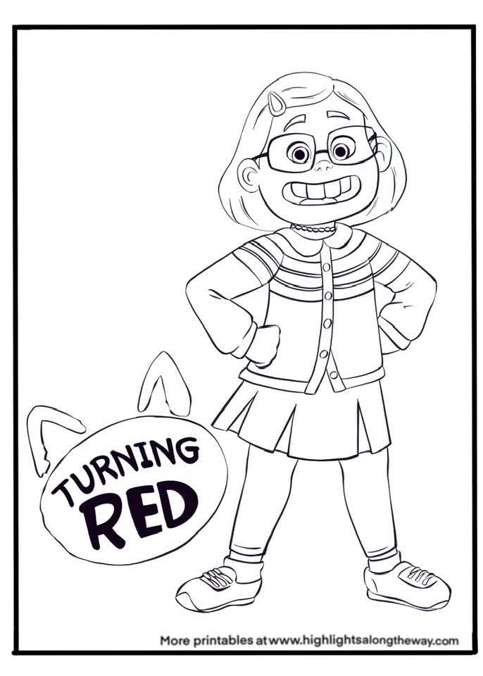 Turning Red Mei Mei Coloring Sheet free printable drawing page