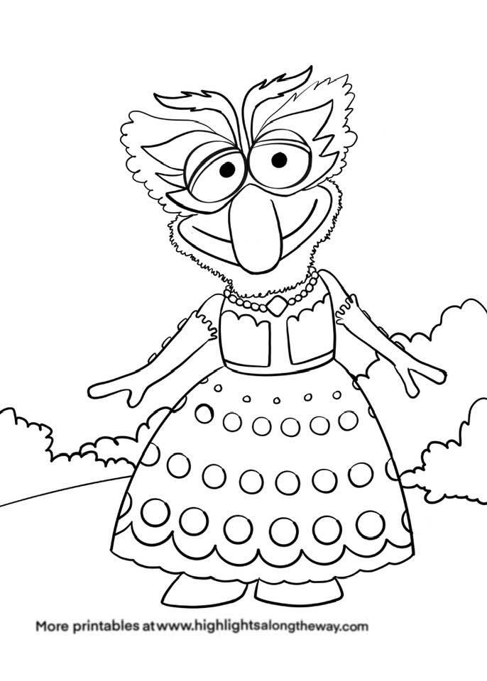 gonzo-rella gonzo in a princess dress coloring page