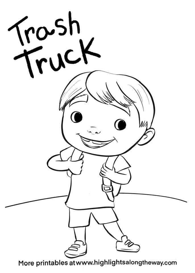 Trash Truck Coloring pages featuring Hank and Grandpa. Free!