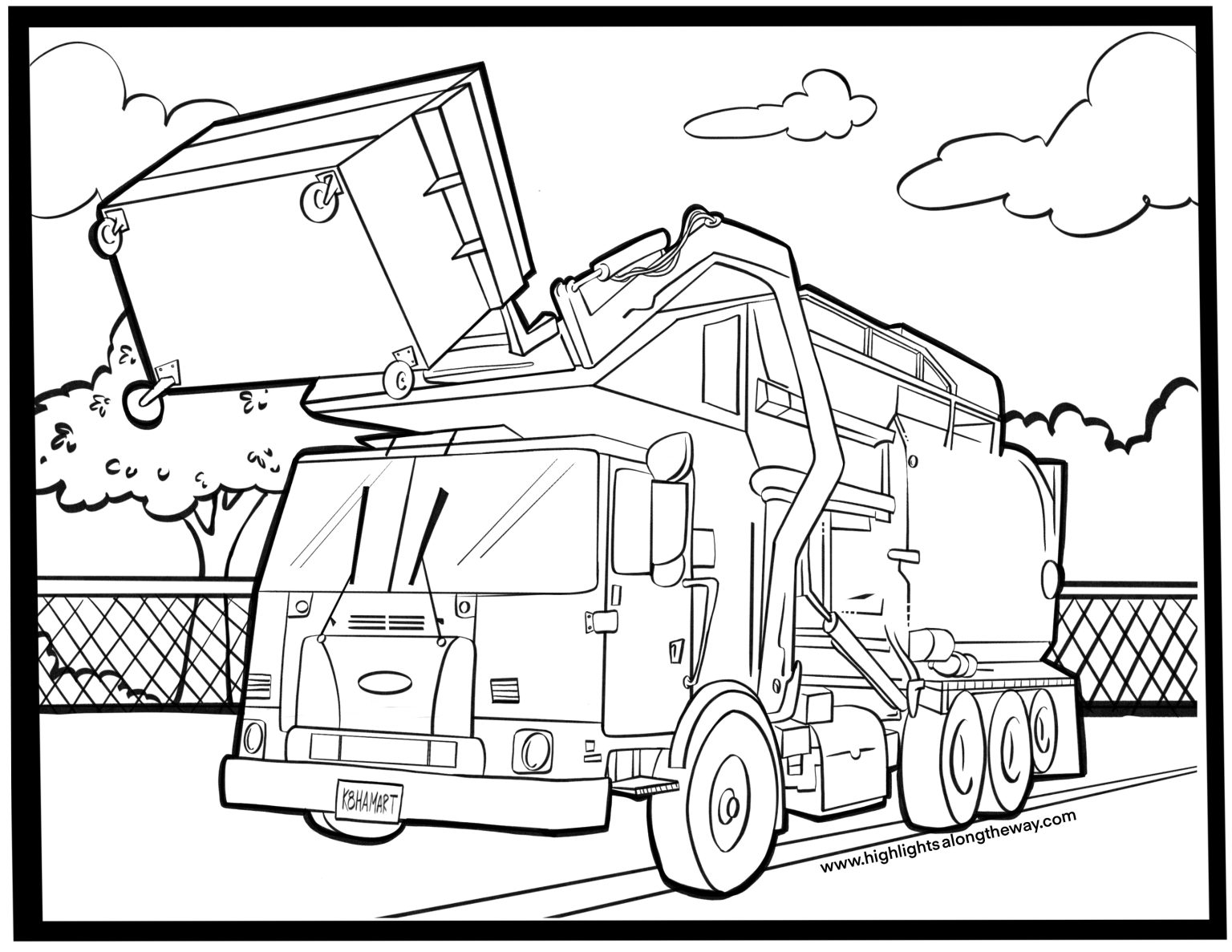 Trash Truck Coloring Pages Featuring Hank And Grandpa. Free!