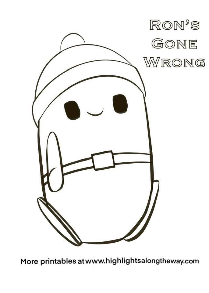 free printable coloring sheet of Ron's Gone Wrong movie 