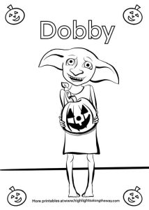 dobby halloween coloring page printable activity sheet