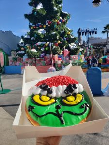 Grinch Doughnut at Universal studios hollywood is huge enough for five people to share