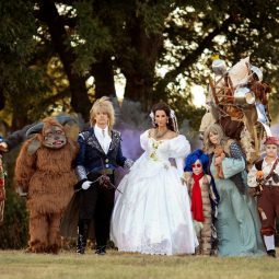 labyrinth group costume featuring jareth sarah the junk lady ludo and more