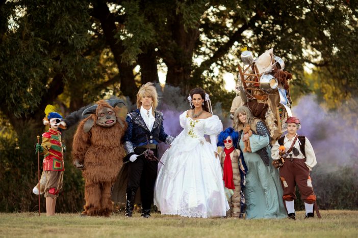 labyrinth group costume featuring jareth sarah the junk lady ludo and more