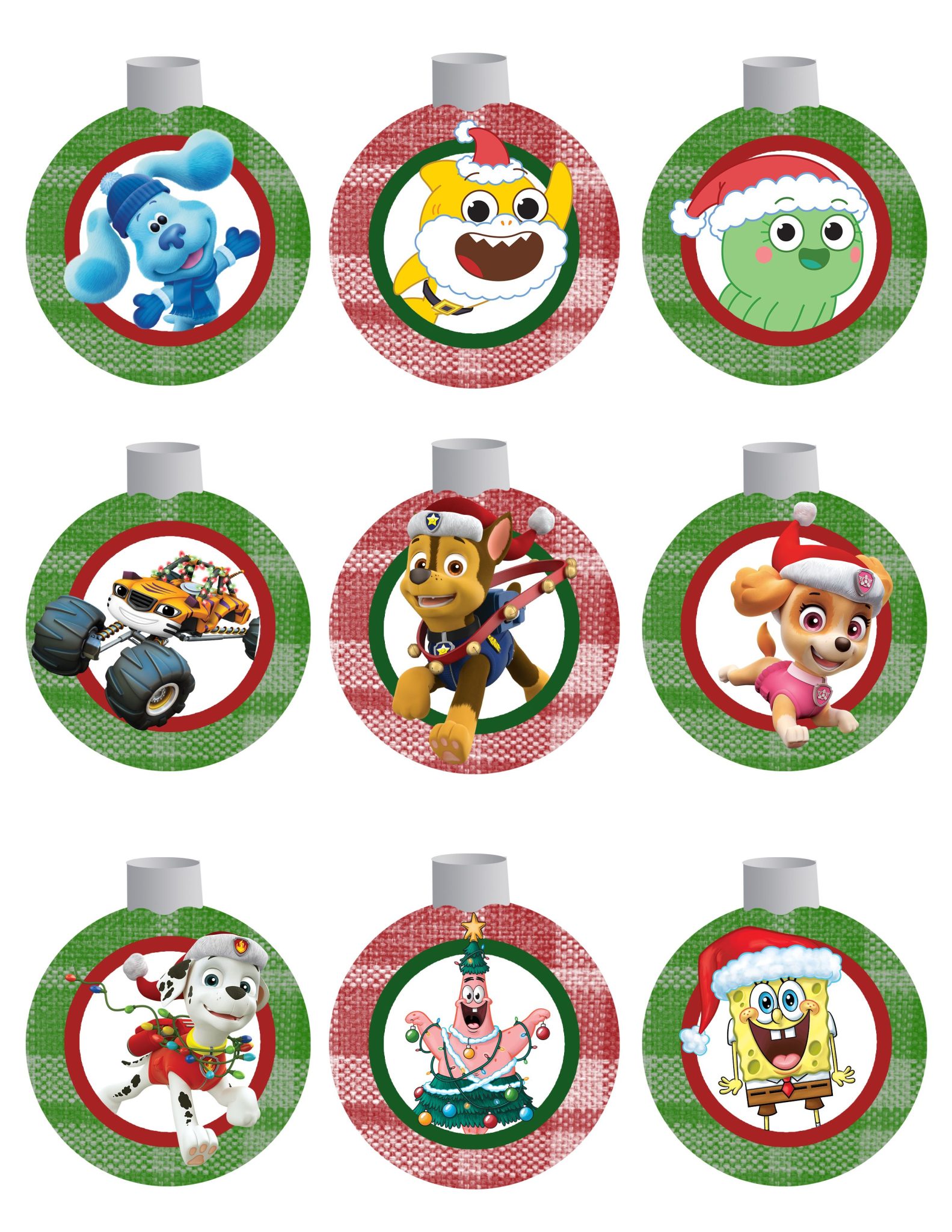 Hanukkah and Christmas holiday themed tags featuring Nick Jr. Cartoons!
