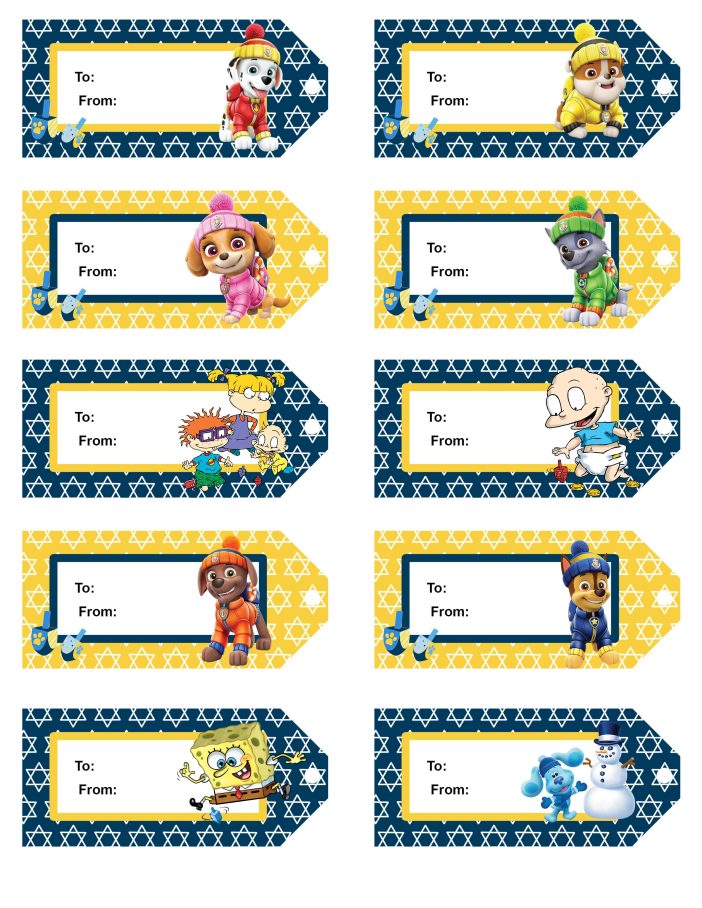 hanukkah paw patrol rug rats and dora gift tags for festival of lights
