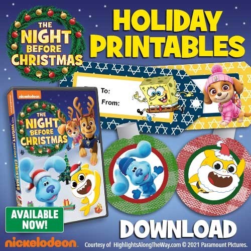 Hanukkah and Christmas holiday themed tags featuring Nick Jr. Cartoons!
