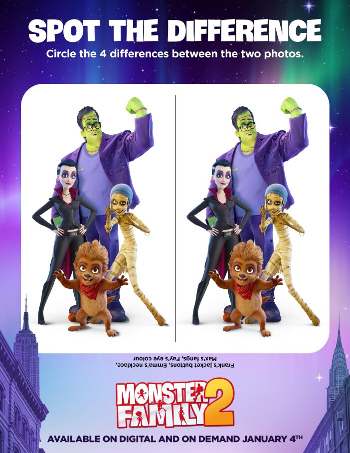 Monster Family 2 printable spot the difference