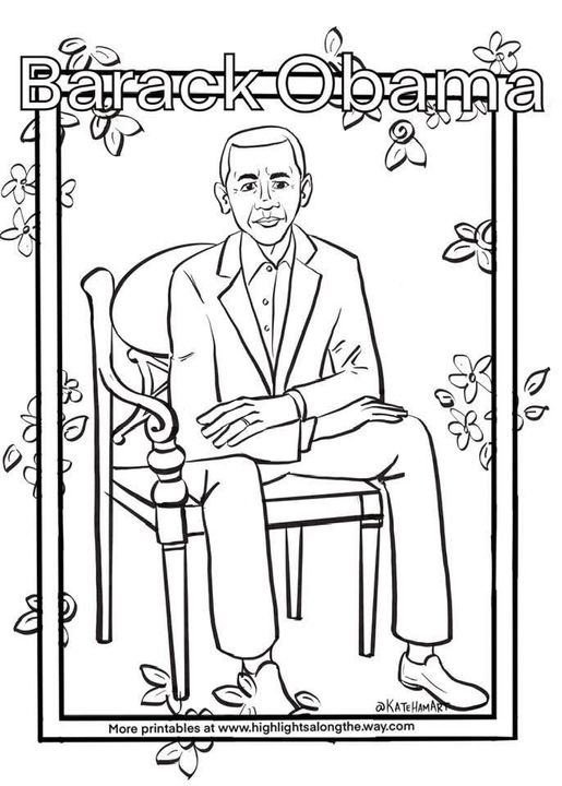 Barack Obama Presidential Portrait Coloring Page