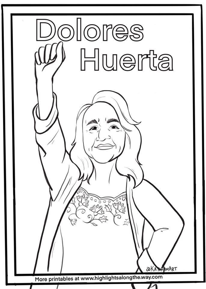 dolores huerta free printable coloring sheet women's history month