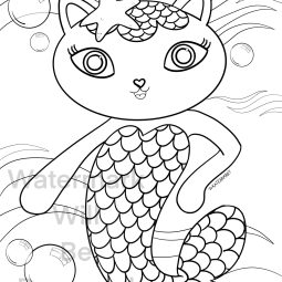 Gabbys Dollhouse Mermaid Cat Coloring page