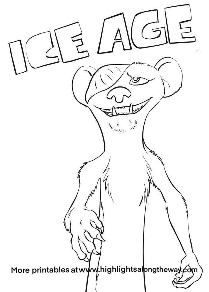 coloring pages of zeke ice age