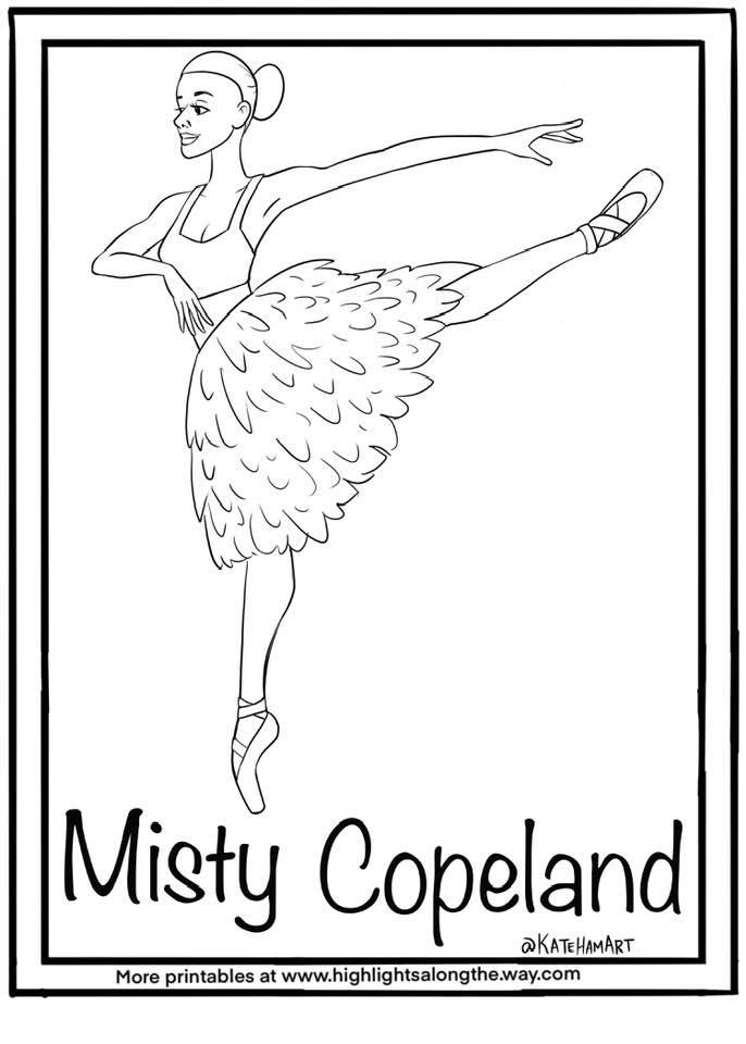 Misty Copeland ballerina AMT first black principal ballerina free printable coloring page