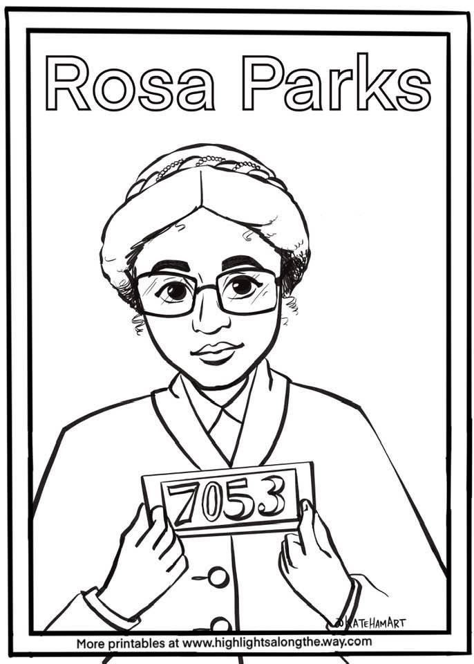 Rosa Parks Coloring page free black history month civil rights movement