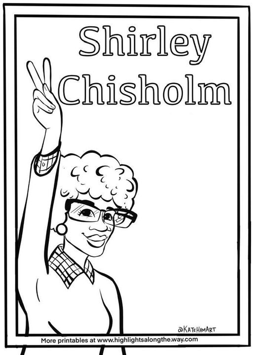 shirley Chisholm coloring activity sheet page black history month 