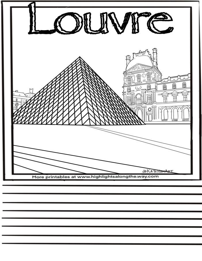 Louvre Art Museum Instant download coloring page
