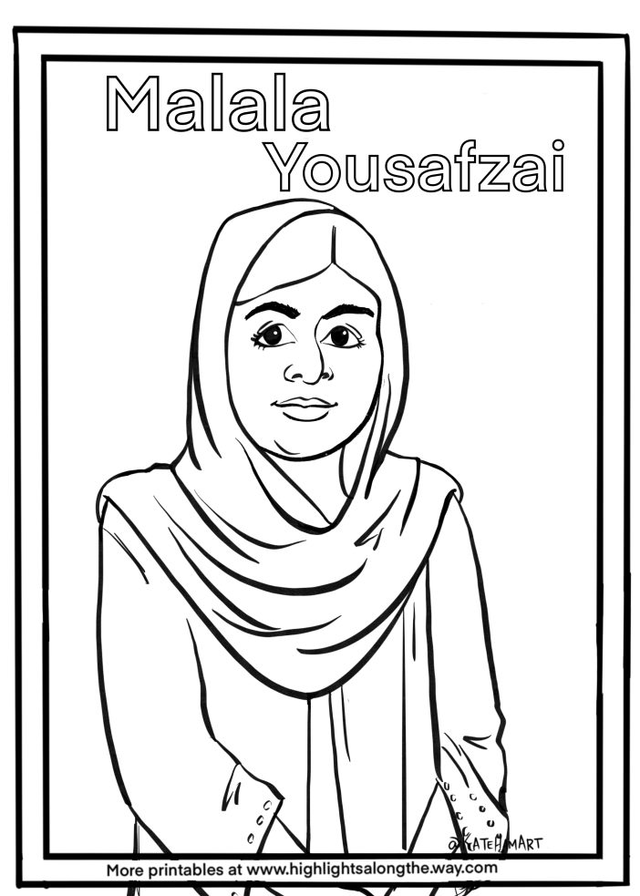 Malala Coloring Page free instant download 